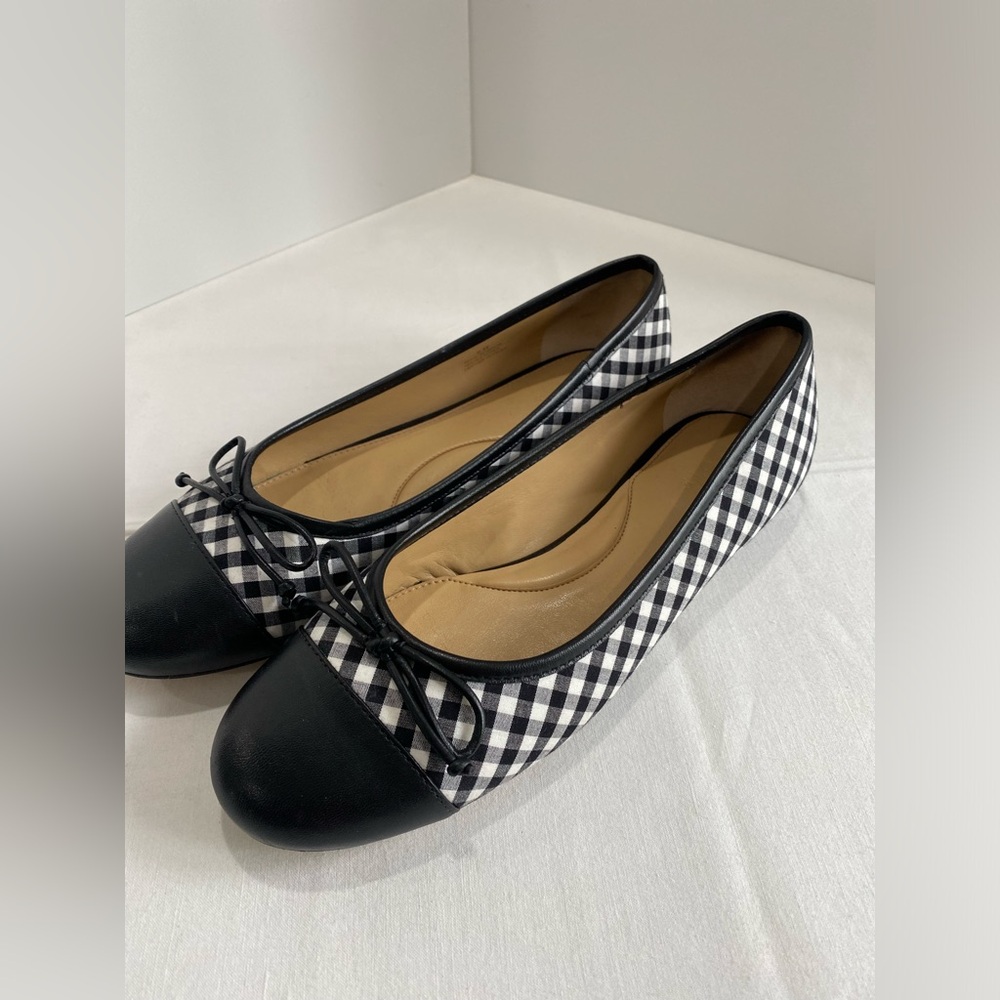 Talbots Black & White Gingham Cap-Toe Ballet Flats